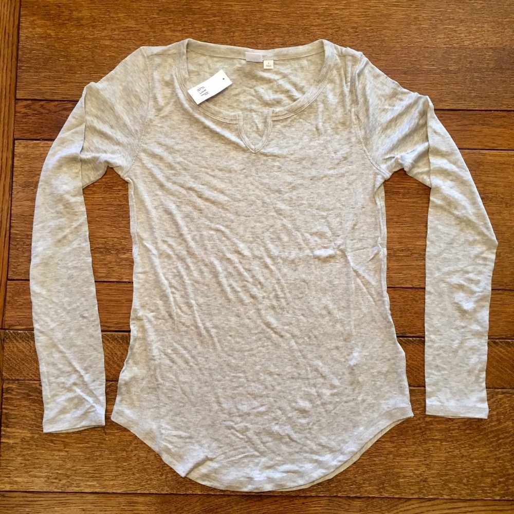 Grey Ribbed Long Sleeve Shirt